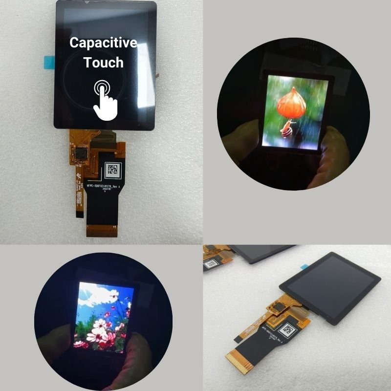 TOH204XVT-01CG 2.04 inch Touch AMOLED Display, with Cover Glass, 368x448, QSPIMIPI